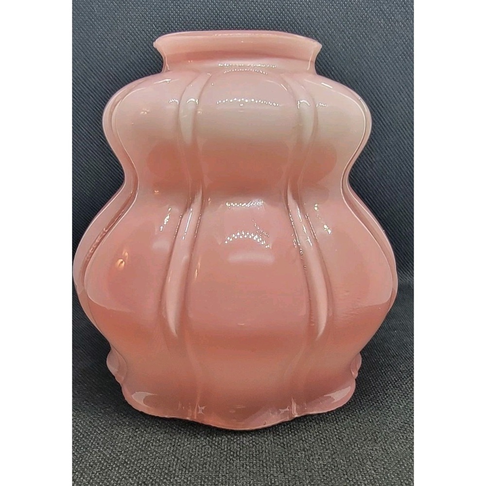 Vintage 1920s Pink Sheffield Style Frosted Glass Fairy Lamp Shade Pendant Light